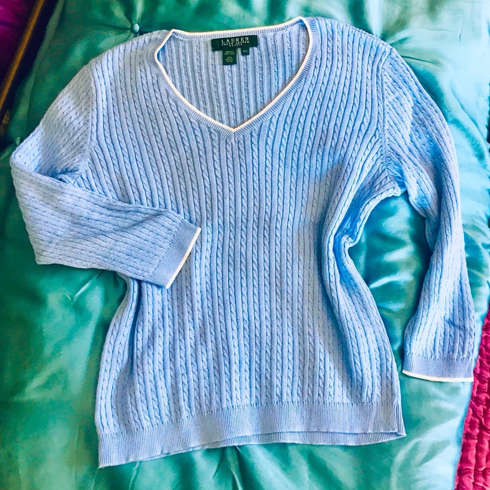 LAUREN RALPH LAUREN BABY CABLE V-NECK SWEATER TOP